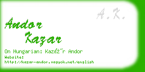 andor kazar business card